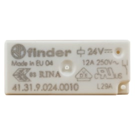 Mini Relé | Contato Reversível 12A 24Vcc  Compatível com a base da Série 95 | 41.31.9.024.0010 | Finder Mini Relé | Contato Reversível 12A 24Vcc  Compatível com a base da Série 95 | 41.31.9.024.0010 | Finder