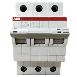 Minidisjuntor ABB Tripolar SJ203T-C20 2TAZ144300R0204 Minidisjuntor ABB Tripolar SJ203T-C20 2TAZ144300R0204