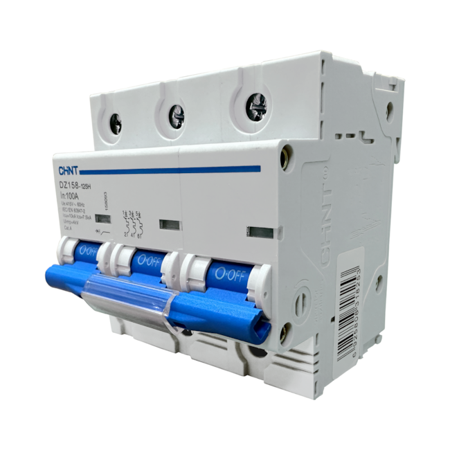 Minidisjuntor Tripolar Chint 100A 10kA DZ158-125H Minidisjuntor Tripolar Chint 100A 10kA DZ158-125H
