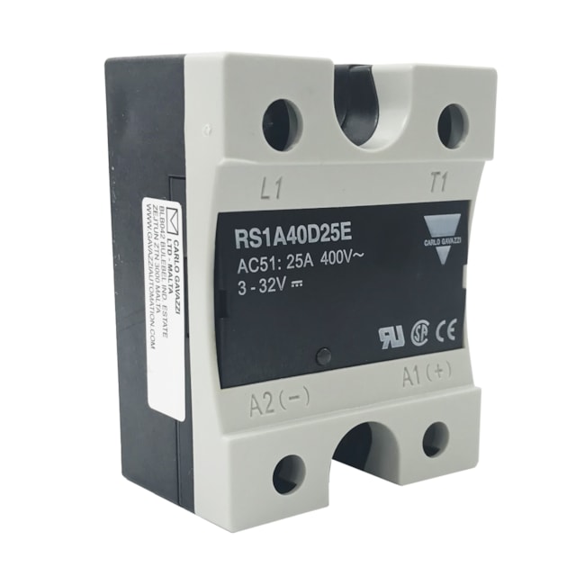 Relé de Estado Sólido | Monofásico 400Vca 4-32Vdc 25A | RS1A40D25E | Carlo Gavazzi Relé de Estado Sólido | Monofásico 400Vca 4-32Vdc 25A | RS1A40D25E | Carlo Gavazzi