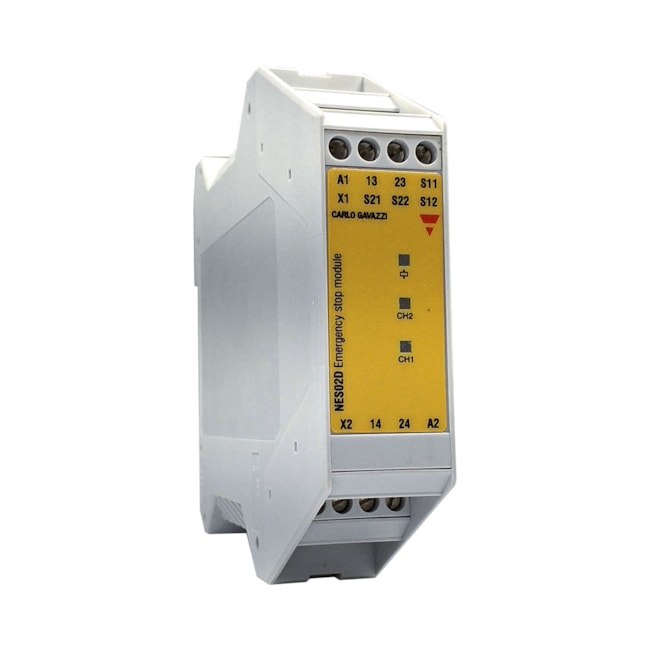 Relé de Segurança 24VAC/DC Carlo Gavazzi NES02DB24SA Relé de Segurança 24VAC/DC Carlo Gavazzi NES02DB24SA