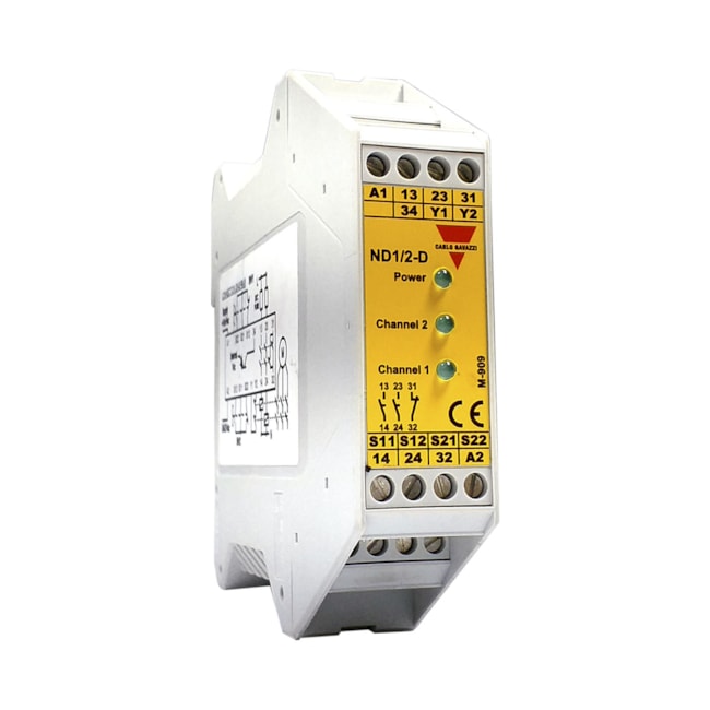 Relé de Segurança Carlo Gavazzi 24VAC/DC ND12DCG Relé de Segurança Carlo Gavazzi 24VAC/DC ND12DCG