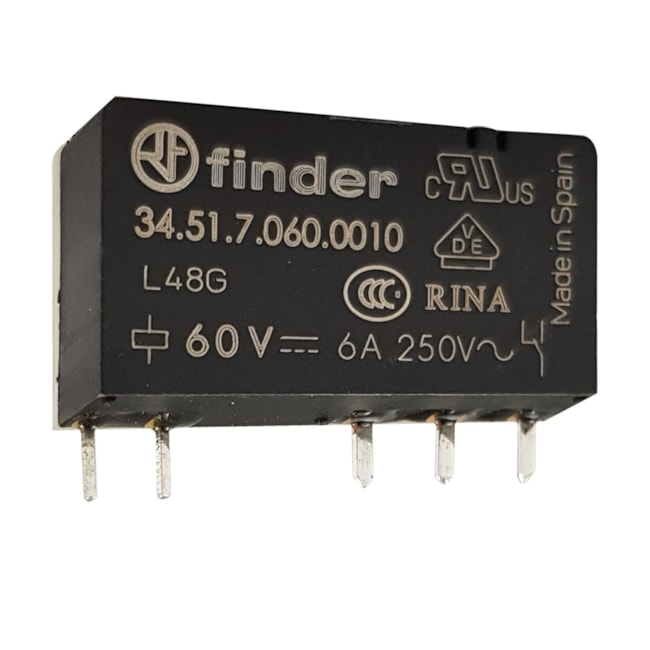Relé Eletromecânico 6A 60V Finder 34.51.7.060.0010 Relé Eletromecânico 6A 60V Finder 34.51.7.060.0010