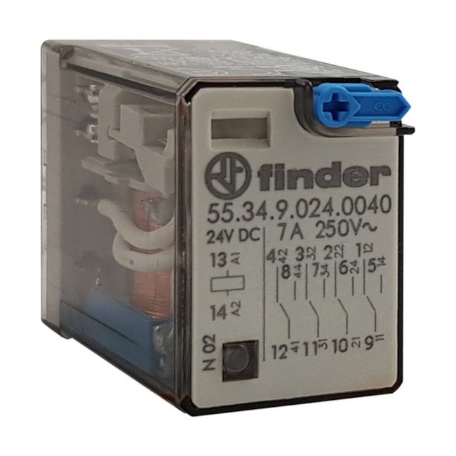 Relé Industrial 7A 24V 55.34.9.024.0040 Finder Relé Industrial 7A 24V 55.34.9.024.0040 Finder
