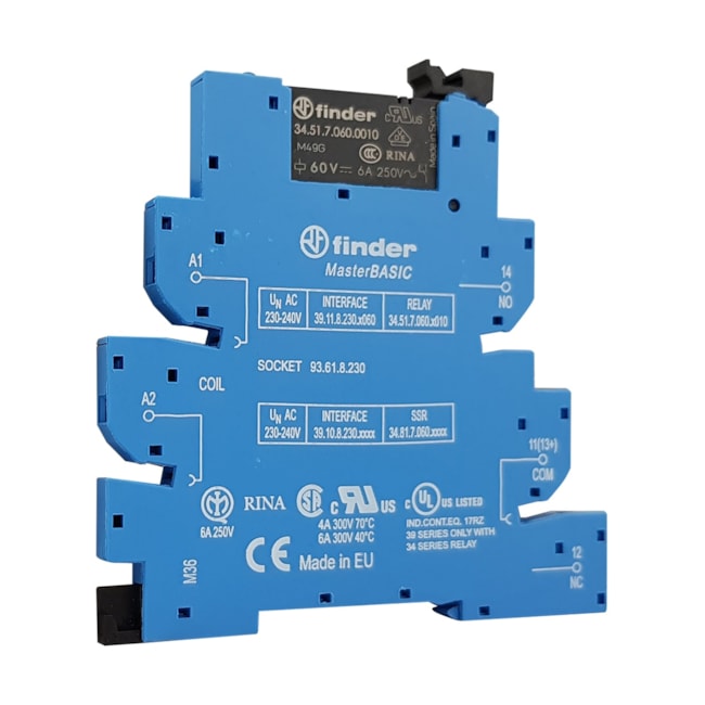 Relé Modular de Interface 6A Finder 39.11.8.230.0060 Relé Modular de Interface 6A Finder 39.11.8.230.0060