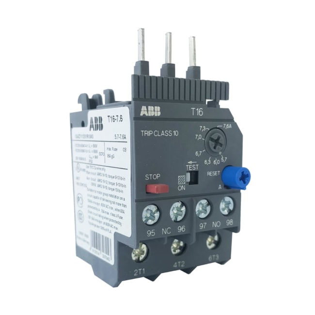 Relé Térmico de Sobrecarga ABB 5,70...7,60A  T16-7.6 Relé Térmico de Sobrecarga ABB 5,70...7,60A  T16-7.6