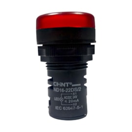 Sinaleiro Iluminado Chint ND16-22DS/2 Vermelho 24V LED Sinaleiro Iluminado Chint ND16-22DS/2 Vermelho 24V LED